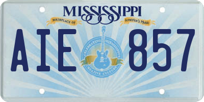 MS license plate AIE857