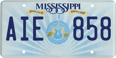 MS license plate AIE858
