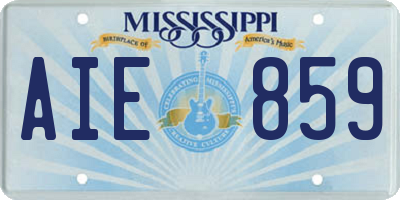 MS license plate AIE859
