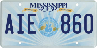 MS license plate AIE860