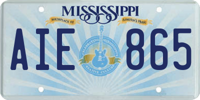 MS license plate AIE865