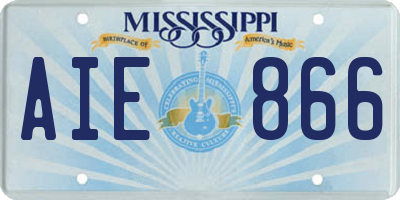 MS license plate AIE866