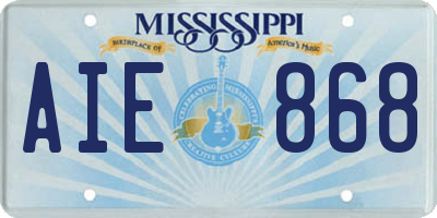 MS license plate AIE868