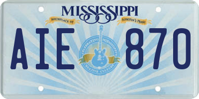 MS license plate AIE870