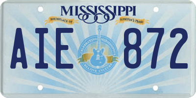 MS license plate AIE872