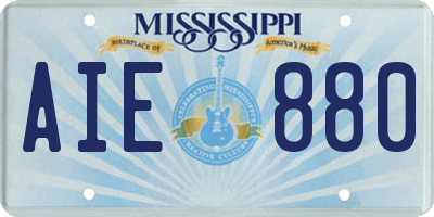 MS license plate AIE880