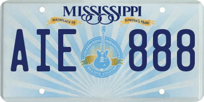 MS license plate AIE888