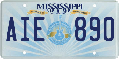 MS license plate AIE890