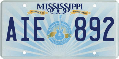 MS license plate AIE892