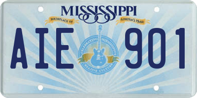 MS license plate AIE901