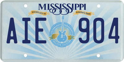 MS license plate AIE904