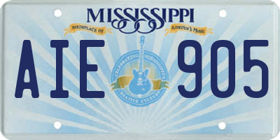 MS license plate AIE905