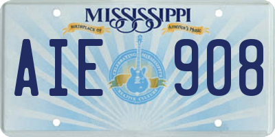 MS license plate AIE908