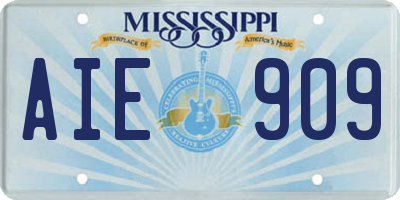 MS license plate AIE909