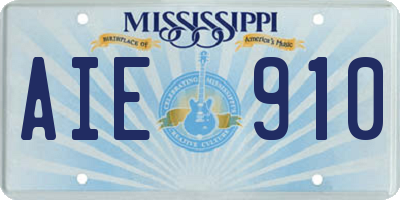 MS license plate AIE910