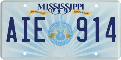 MS license plate AIE914