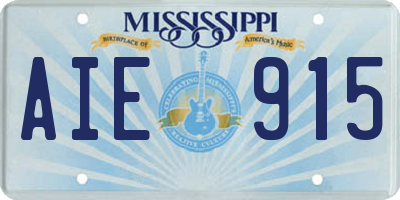 MS license plate AIE915