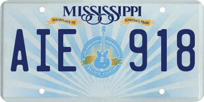 MS license plate AIE918