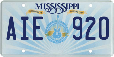 MS license plate AIE920