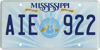 MS license plate AIE922