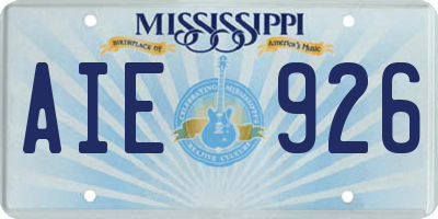 MS license plate AIE926