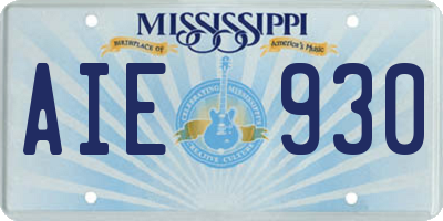 MS license plate AIE930