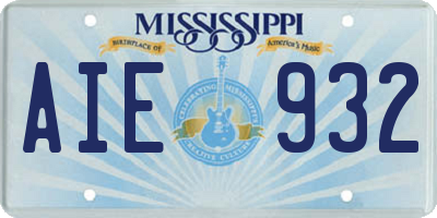 MS license plate AIE932