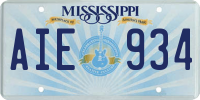 MS license plate AIE934