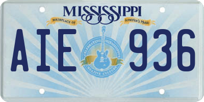 MS license plate AIE936