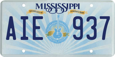 MS license plate AIE937