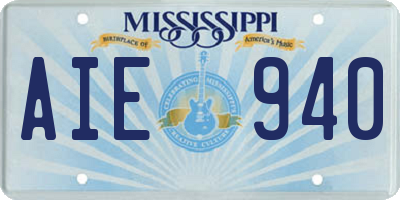 MS license plate AIE940