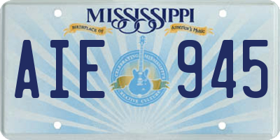MS license plate AIE945