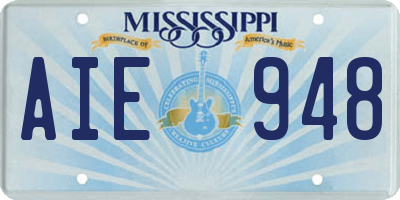 MS license plate AIE948