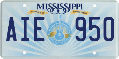 MS license plate AIE950