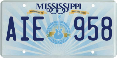MS license plate AIE958