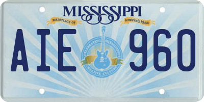 MS license plate AIE960