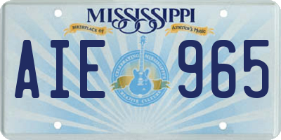 MS license plate AIE965