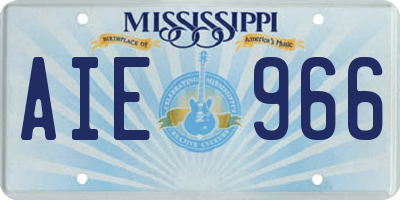 MS license plate AIE966