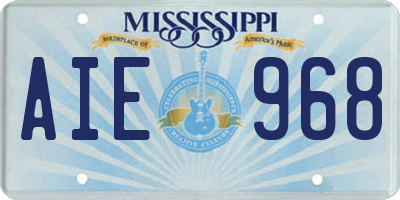MS license plate AIE968