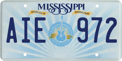 MS license plate AIE972