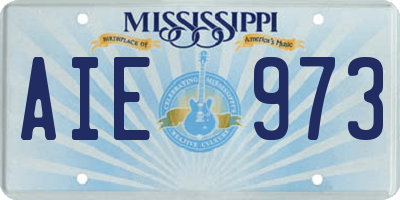 MS license plate AIE973