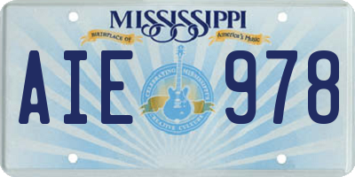 MS license plate AIE978