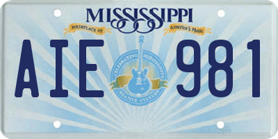 MS license plate AIE981