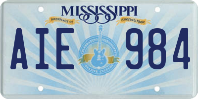 MS license plate AIE984