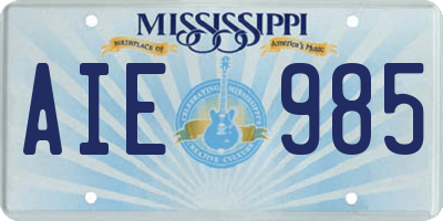 MS license plate AIE985