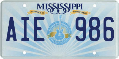 MS license plate AIE986