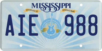 MS license plate AIE988