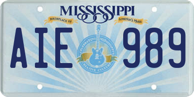 MS license plate AIE989