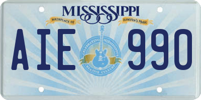 MS license plate AIE990