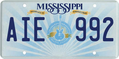 MS license plate AIE992